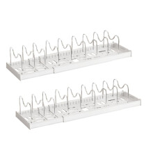 Confezione da 2 Organizer per Pentole e Padelle da Riporre Sotto il Pensile, Contenitore per Alimenti Espandibile da 56 cm con Coperchio e 9 Divisori