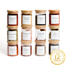 12PCS 200ml Glass Spice Jars with Lids and Labels, Bamboo Lid Spice Containers