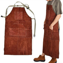 Leather Welding Apron for Men with 6 Pockets, Heavy Duty Heat and Flame Resistant Apron for DIY Projects