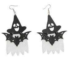 Elegante Halloween Vleermuis Schedel Oorbellen Met PU-Deel 2