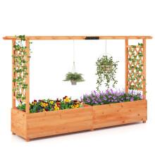 Raised Garden Bed 2-Sided Trellis & Hanging Roof Freestanding Planter