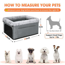 Deluxe Dog Booster  with Metal Frame, Safety Leash & Thick Cushion for Small Dogs  to 20 Lbs