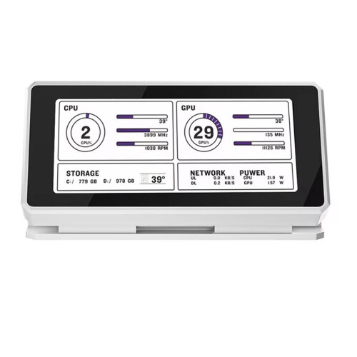 3.39-Inch Desktop Computer Secondary Monitor IPS USB Secondary Screen CPU GPU RAM USB Display USB Freely AIDA64 White