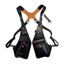 Wearable Travel Vest Pack PU Leather Retro Shoulder-Black
