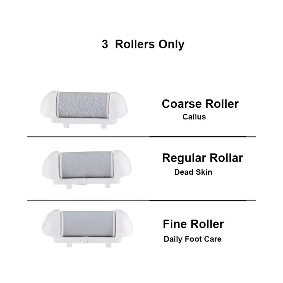 Replacement Heads for Foot Callus Remover Grinder, 3pcs Quartz Fine Medium Coarse for Pedicure Electric Foot File White
