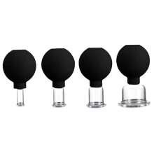 4Pcs Facial Cupping Set for Face 4 Size Cupping Cups Vacuum Facial Suction Glass Silicone Set for Beauty Body Massager