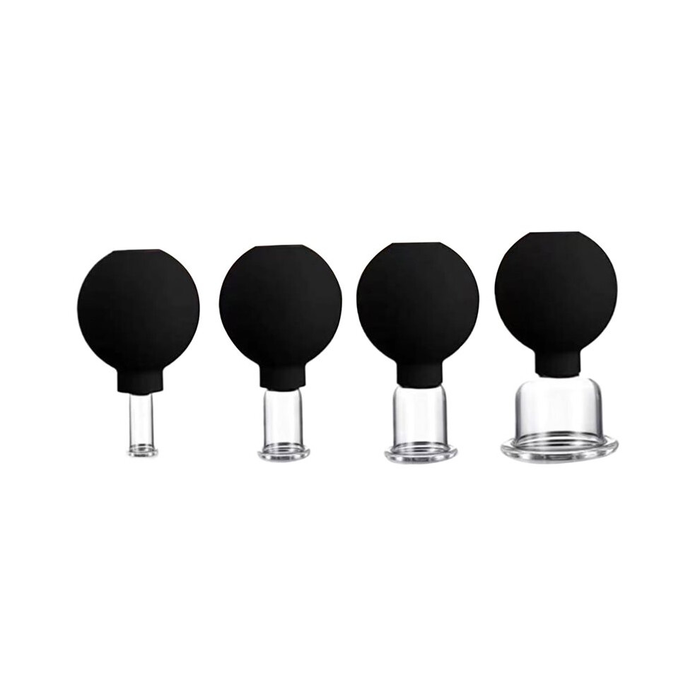 4Pcs Facial Cupping Set for Face 4 Size Cupping Cups Vacuum Facial Suction Glass Silicone Set for Beauty Body Massager