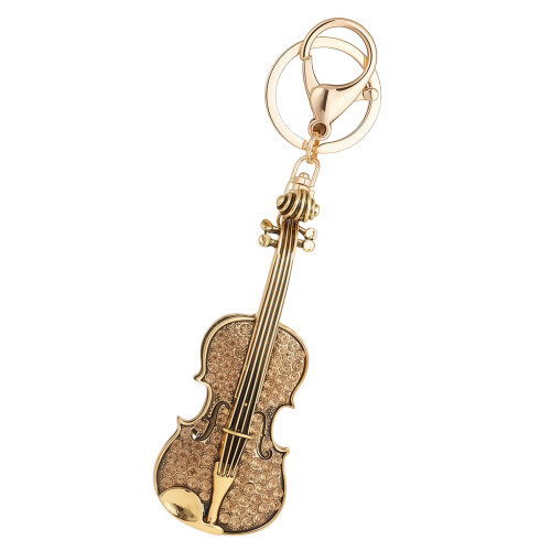 Porte-clés en forme de violon en alliage pour cadeaux-Or