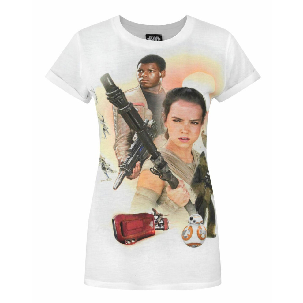 Star Wars (Large) Short Sleeved T-Shirt (Womens White)