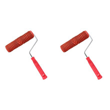 2X Rubber Imitatie Houtnerf Patroon Verfroller DIY Verftextuur Pigment Afdrukken Muurschildering Roller met Handvat