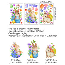 (DJ4060 (20*30cm*3pcs)) Creative Festival Rabbit Easter Egg Window Sticker Double-sided Printing Visual Glass Electrostatic Sticker PVC