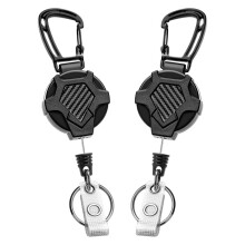 Pull Retractable Keychain Lanyard,Duty ID Badge Holder with Carabiner,Badge Reels Retractable 2pack