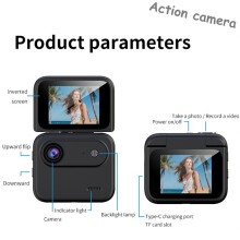 4K Action Camera with 2.0inch Flip Screen 140 Wide-Angle Lens Vlog Camera Waterproof Sports Cam with 8GB Card C