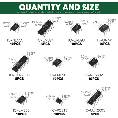 85PCS 10 Specifications IC NE555 LM324 Integrated Circuit Chip Kit 2