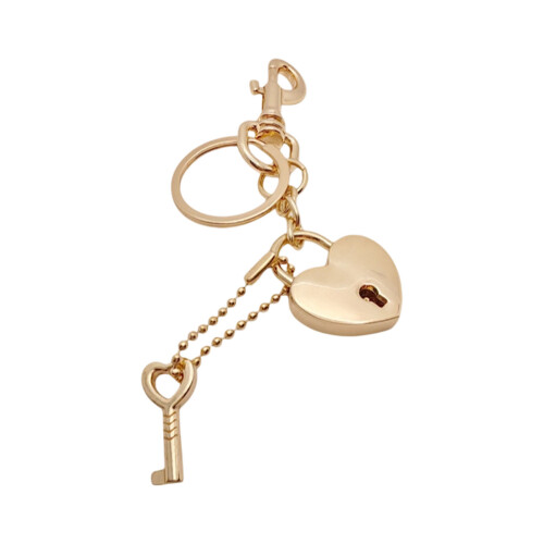 Mini porte-clés avec serrure en forme-Pendentif porte-clés en or