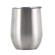Eggshell Cup Double-Layer Stainless Steel Insulated Cup Vacuum Red Wine Egg Cup Coffee Tumbler with Lid Silver