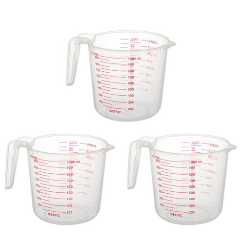3X 1000Ml Measuring Cup Baking Tool Kitchen Tool High Quality Plastic Measuring Cup Tool Cup with Scale