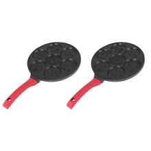 2X Pancake Maker - Non-Stick Pancake Pan Griddle Grill Pan Crepe Maker 7-Mold with Silicone Handle, Black Animal