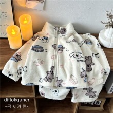 (Snow velvet suit puppy, 120cm) Spring and autumn children's double-sided velvet home clothes set, school uniform inner layer, soft and waxy