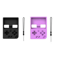 Mjukt Hudfodral för MIYOO Game Console Silikonskyddsskydd, med Anti-Halk och Snöre Svart och Lila