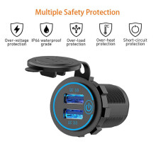 3X QC3.0 Quick Charge Socket Car Charger Dual USB 12V-24V-Cigarette-Lighter with Swith Touch