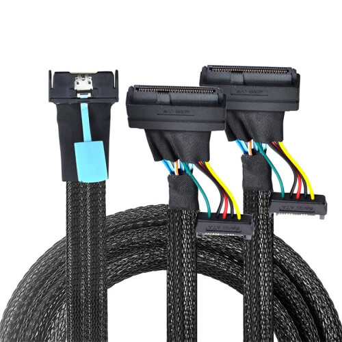 SAS MCIO 8i 74P to 2XSFF 8639+15P Adapter Cable for Server Connection Cable Server Data Transmission Cable 0.8m