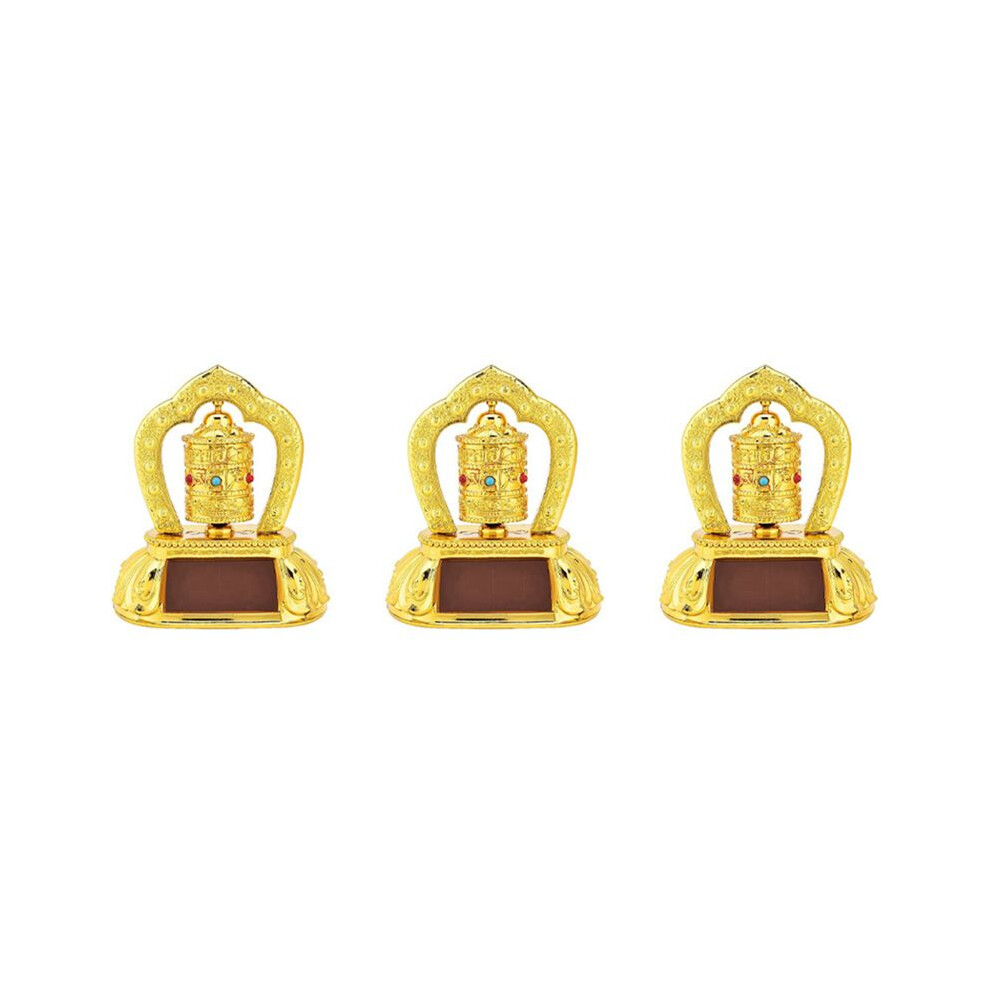 3X Solar Prayer Wheel, Car Prayer Wheel Solar Power Tibetan Buddhist Prayer Wheel Car Decoration 4713473489918