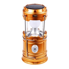 Lampe Torche TéLescopique Portable Lanterne Solaire LED Multi-Fonction Camping ExtéRieur Lampe de Tente D'Urgence COB ÉClairage Or