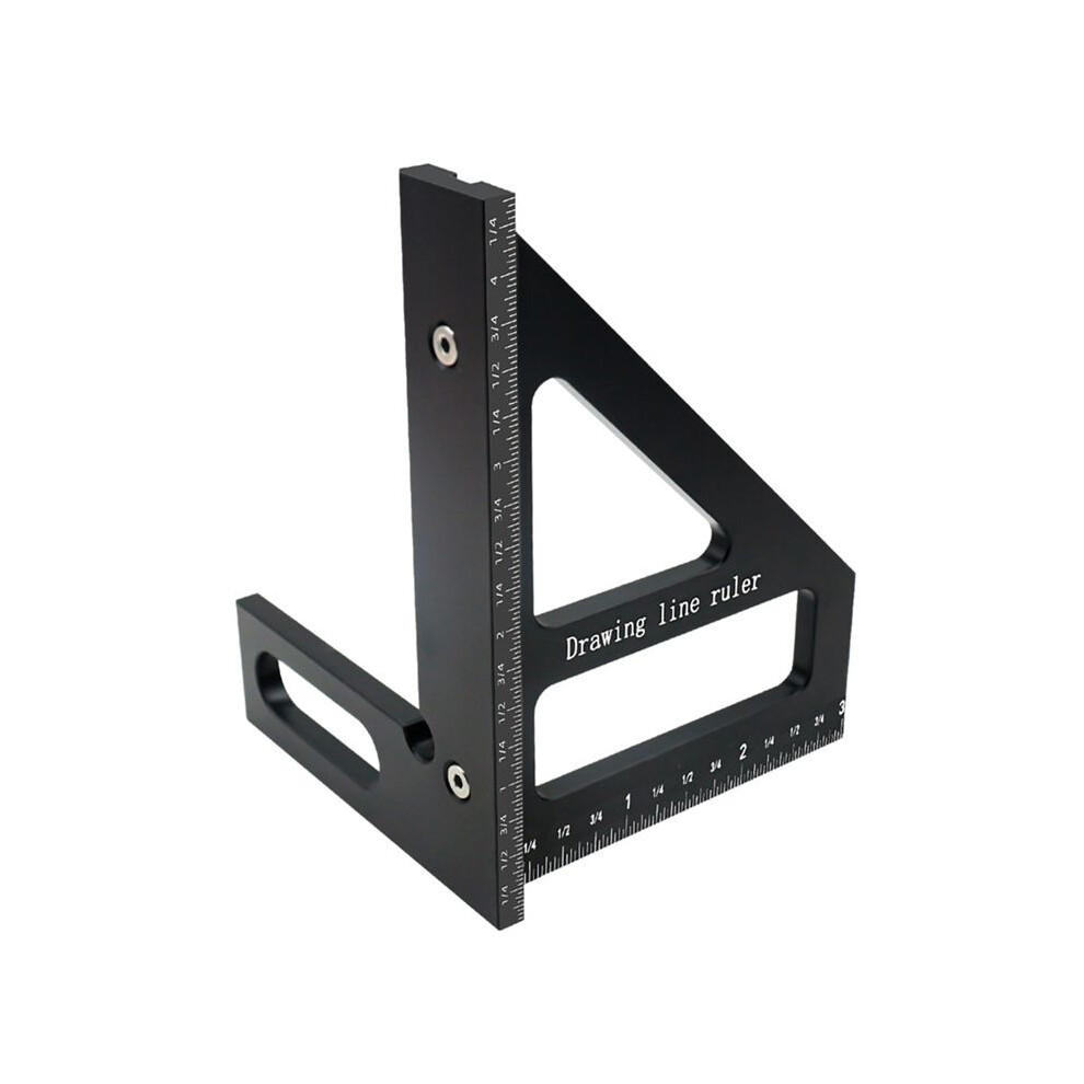 Carpenter Square Aluminum Miter Triangle Ruler Precision Hole Scriber Woodworking Square Protractor 45/90 Degree-Black 6031808978271