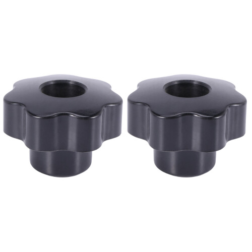 2X M10 10mm Dia Thread Black Plastic Star  Clamping Knob Grip