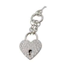 Trendy strass hartslot sleutelhouder met snelsluiting-Zilver