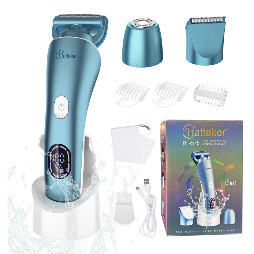 Hatteker Blue Shaver Women Epilator Hair Trimmer Body Trimmer Facial Trimmer