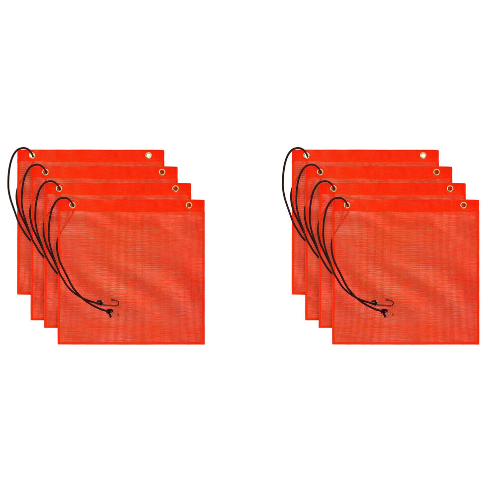 8Pcs 18X18 Inch Mesh Safety Flags Orange Warning Flag Bungee Safety Flag Good Visibility Flag With Grommets 6034163753576