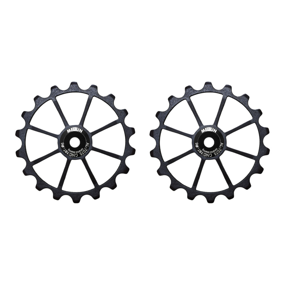Meijun 2X 18T Mtb Bicycle Rear Derailleur Jockey Wheel Ceramic Bearing Pulley Road Bike Guide Roller Idler 4Mm 5Mm 6Mm(Black) 4713121993347