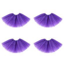 4X Baby Maedchen Kleidung Sterne Pailletten Unterrock Ballett Tanz Struppiger Tutu Rock Lila