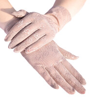Schwarze kurze Handschuhe, Opern-Spitzenhandschuhe für die-Rosa