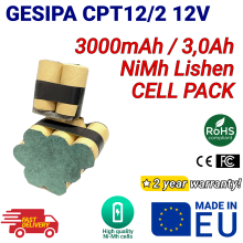 Ni-Mh Akkupack für GESIPA Accubird Firebird CPT12 12V 3,0Ah