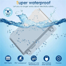 2X Waterproof Outdoor Project ABS Junction Box IP67 Dustproof Enclosure with Hinged Cover, Mounting Plate