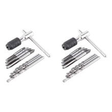 Conjunto de Ferramentas de Chave de Chave de Catraca com AlçA em T AjustáVel de 18 PeçAs com Rosca de Rosca M3-M6 e Broca Helicoidal de 2,5-5,0 mm