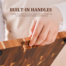 High Quality 15 Inch Rectangular Cutting Board End Grain Acacia Wood Chopping Board with Side Handle