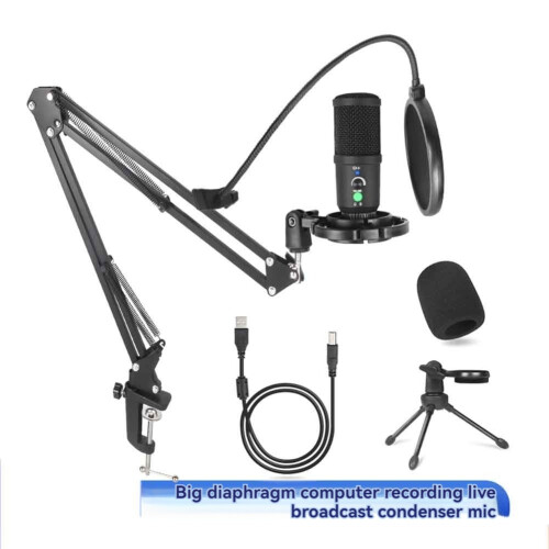Microfono USB da Gioco con Cancellazione del Rumore, Microfono A Condensatore per PC, Microfono per Podcast con Supporto A Braccio B 1