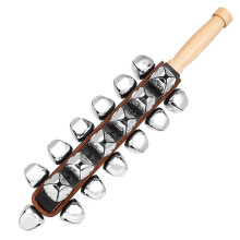2pcs Hand Jingle Bells Wooden Handle Sleigh Bells Shaker Rattle Musical Percussion Handheld Bells Holiday Xmas Gifts