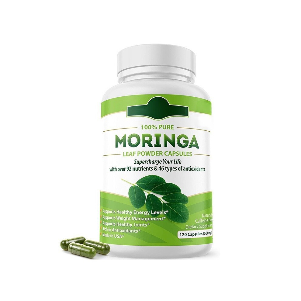 (2pcs) Organic Moringa Capsules,Pure Moringa Leaf Powder,Metabolism&Immune Support,120 capsules