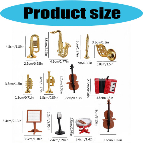 Ensemble d'instruments de scène de groupe miniature, avec 2