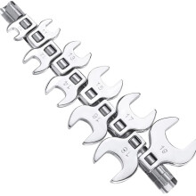 3/8" Drive Crowfoot Wrench Set, 10-Piece Metric Open-End Wrenches 10-19mm with Clip Organizer for Tight Automotive Areas