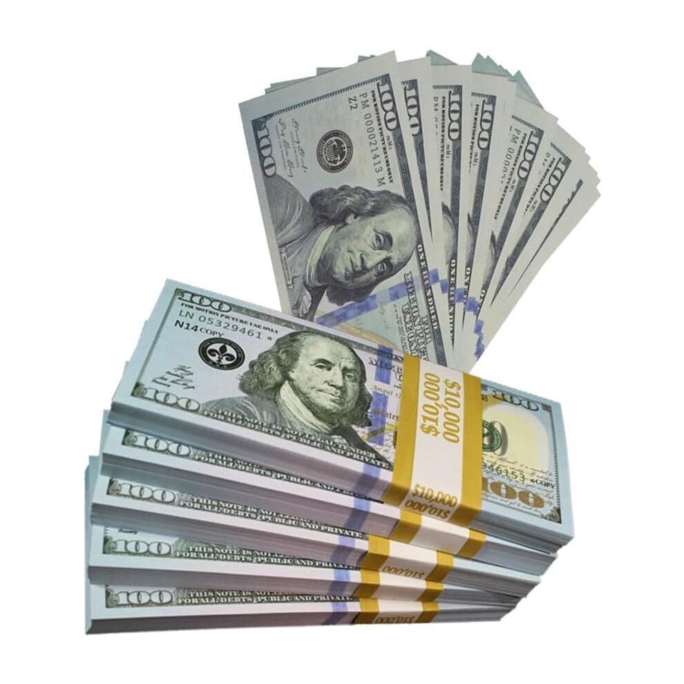 Gogerstar 200Pcs Fake Money 100$ Real Size Fake Banknotes For Movie Scene Props, Casino Games, Kids Learning & Fun