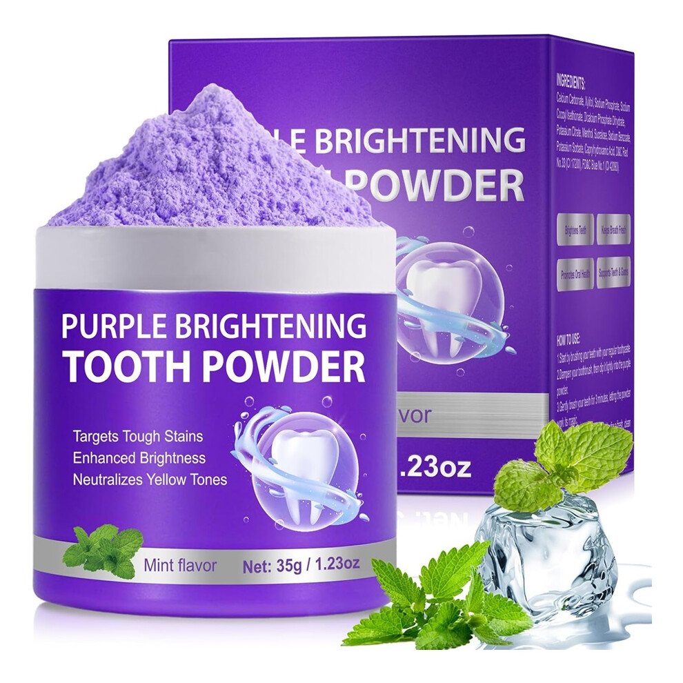 Gogerstar Purple 2Pcs Teeth Whitening Powder, Enamel-Safe & Sensitivity-Free, Tooth Whitener Stain Remover, Removes Years Of Stains, Tobacco, Tea, Coffee