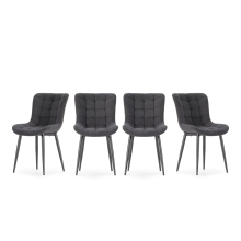 Set of 4 quilted fabric chairs with metal legs, 85 cm high - MAË