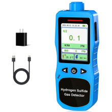 US Plug,Hydrogen Sulfide Gas Detector 0-100 PPM with 3 Alarm Modes, H2S Air Quality Meter with Temp & Humidity