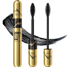 Hellokiss 2-in-1 Waterproof Mascara, Length & Volume, Black, Long-Lasti
